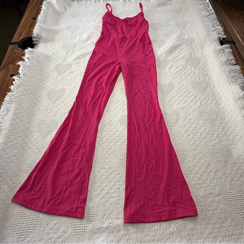 Joylab Hot Pink Open Back Flared Jumpsuit (S)